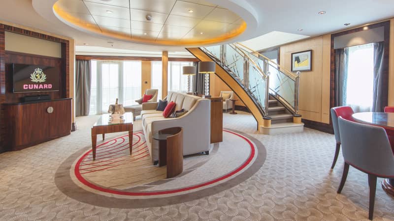 The suite comes with a sweeping staircase -- perfect for grand entrances. 