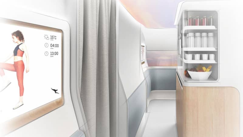 An onboard "Wellbeing Zone" will give passengers access to healthy snacks and fitness videos.