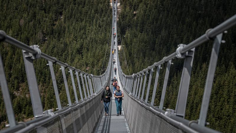 Sky Bridge 721, the world's longest suspension pedestrian bridge, is officially open for thrill-seekers.