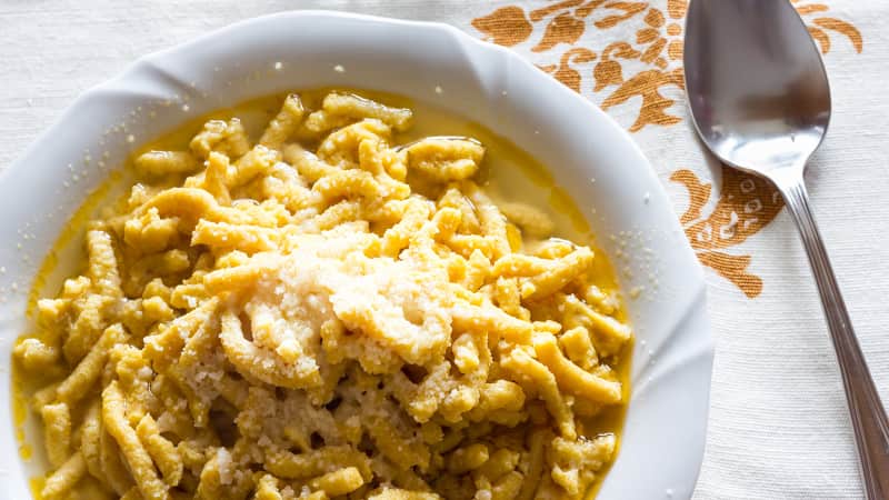 Passatelli is a kind of "pasta" made with breadcrumbs and cheese.