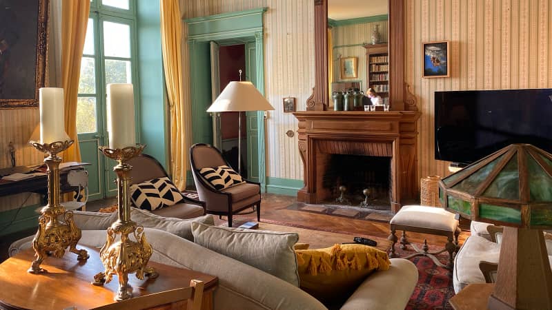 The chateau has around 48 bedrooms, as well as a billiard room, a library and a wine chai.