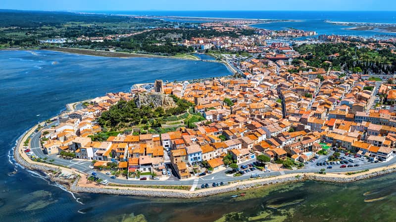 The town of Gruissan is located along the Mediterranean coast about nine miles southeast of Narbonne.
