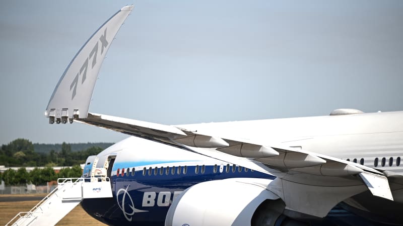 The airliner's folding wingtips are a first for commercial aviation.