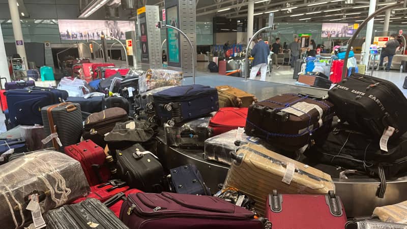 Many passengers are concerned about losing luggage while traveling this summer. Pictured here: uncollected suitcases at London's Heathrow Airport.