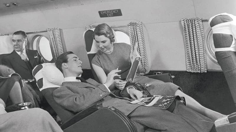 A first-class 'Slumberette' on a Lockheed Constellation, in the early 1950s.