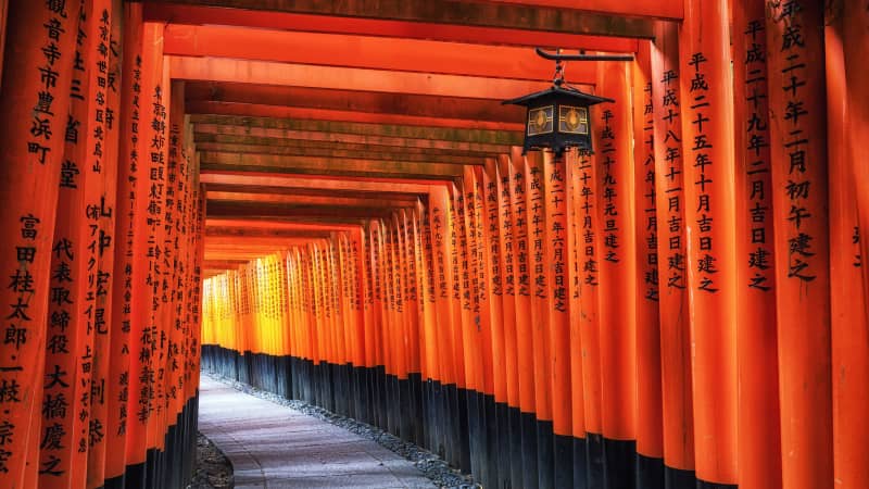 Japan is set to fully reopen on October 11. Pictured here: Fushimi Inari Shrine in Japan