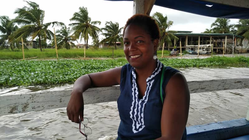 Here's Rachel at Ganvie Lake Village in Cotonou, Benin.