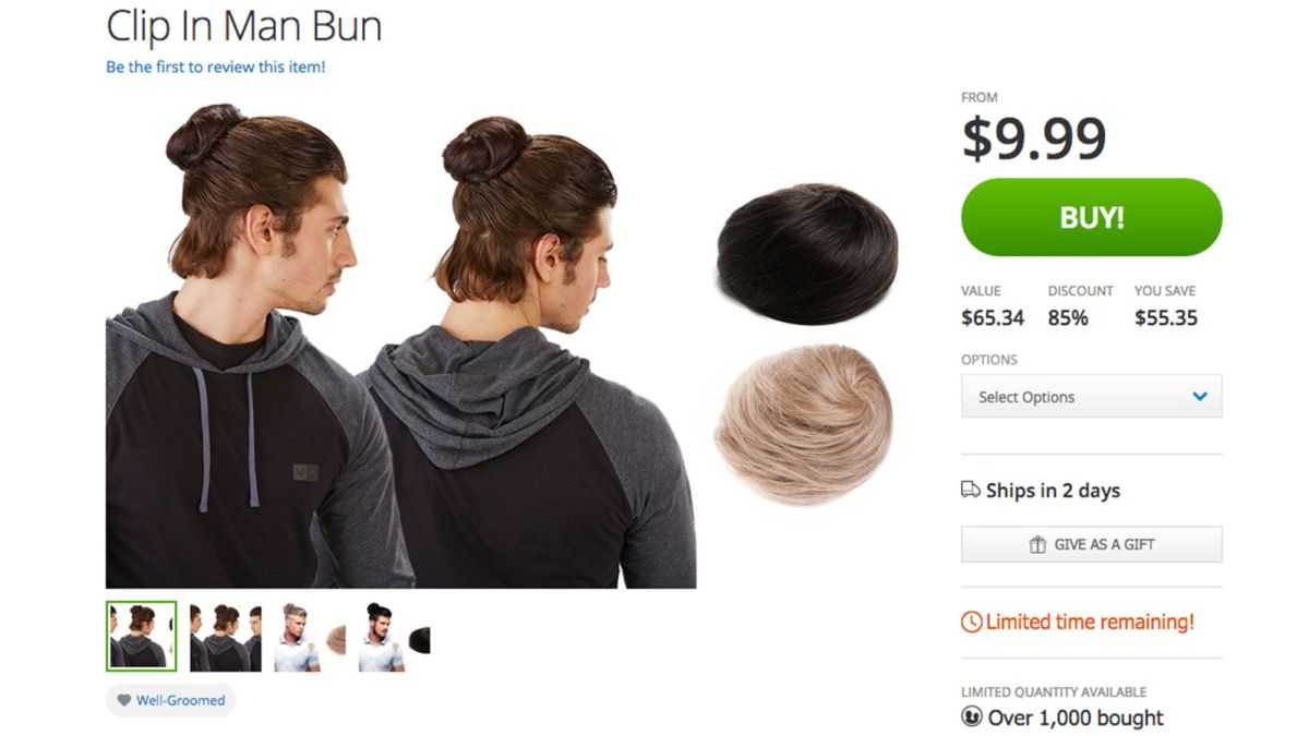 clip on man buns