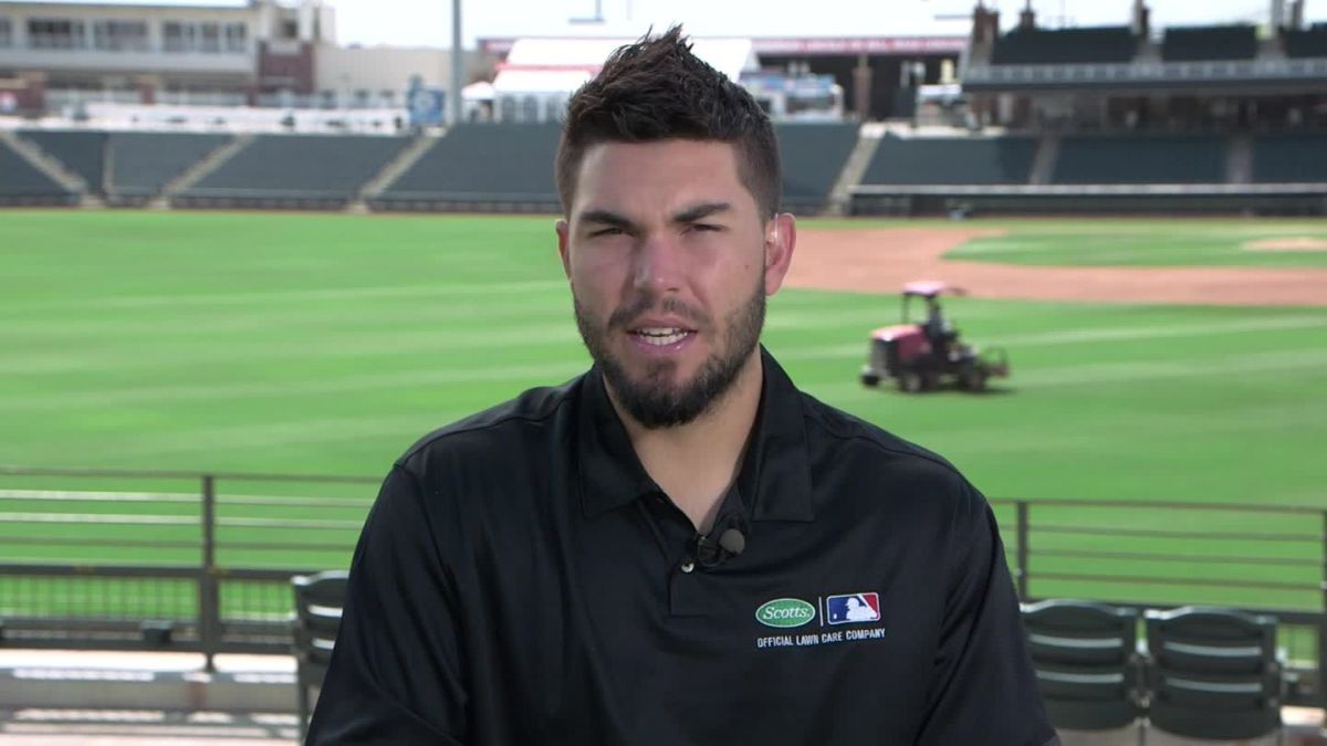 Eric Hosmer of the Kansas City Royals smiles before Game Two of