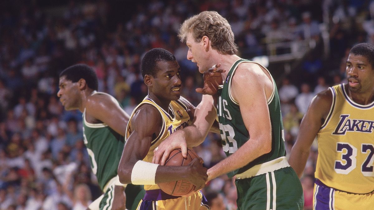 June 12, 1984; Magic Johnson of the Los Angeles Lakers during the game. The  Boston Celtics defeated the Los Angeles Lakers in game 7 of the 1984 NBA  Finals by the final
