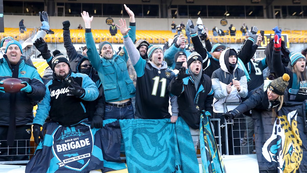 A Pittsburgh Steelers fan remains in his seat following the Jacksonville  Jaguars 45-32 win of the AFC Divisional round playoff game at Heinz Field  in Pittsburgh on January 14, 2018. Photo by