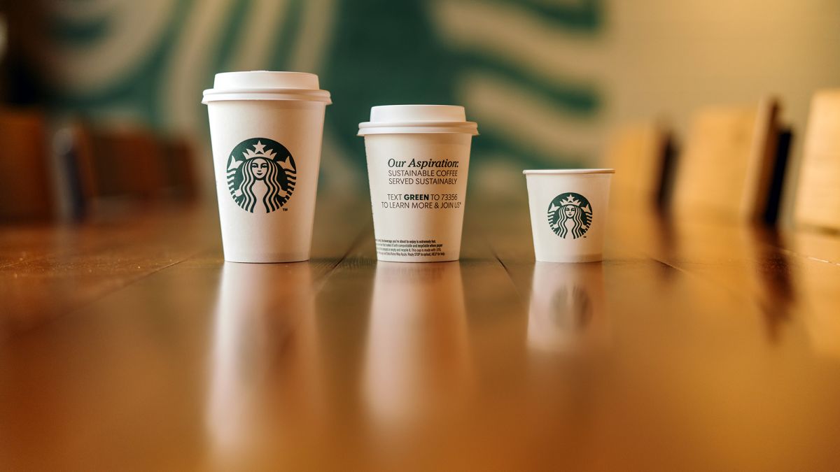 starbucks paper cups and lids