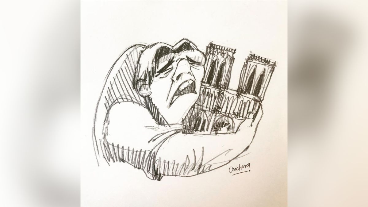 Quasimodo Cradling His Beloved Notre Dame Is How One Artist Drew Her Response To The Cathedral Fire Cnn