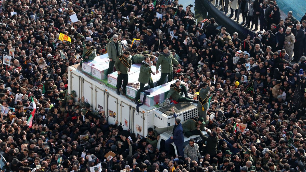 See crowds in Iran chant 'Down with the US' at Qasem Soleimani funeral - CNN Video