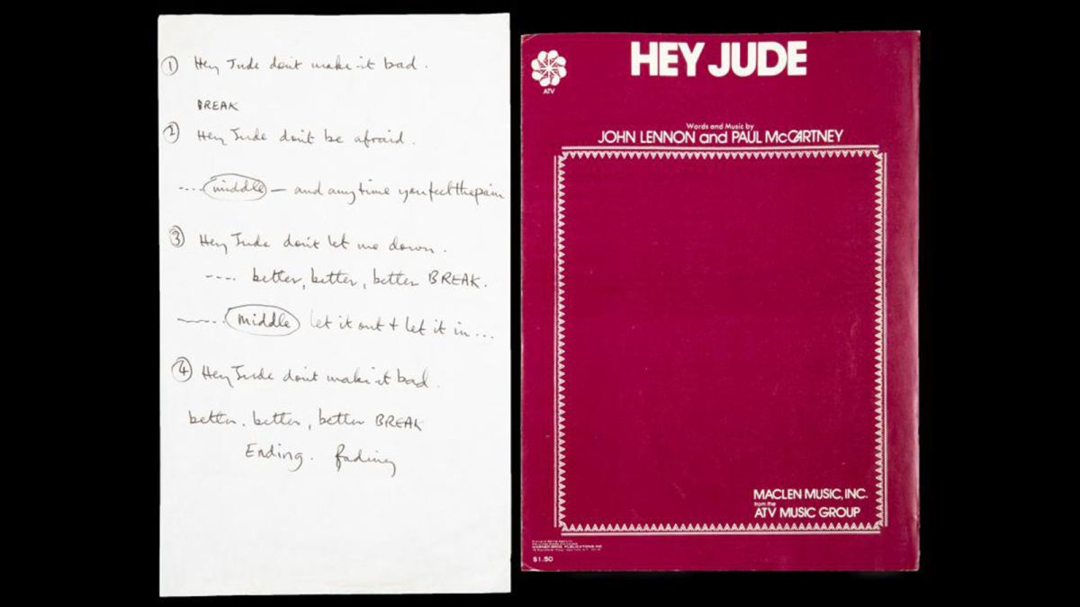 Lyrics To The Beatles Hey Jude Handwritten By Paul Mccartney Sold For 910 000 Cnn
