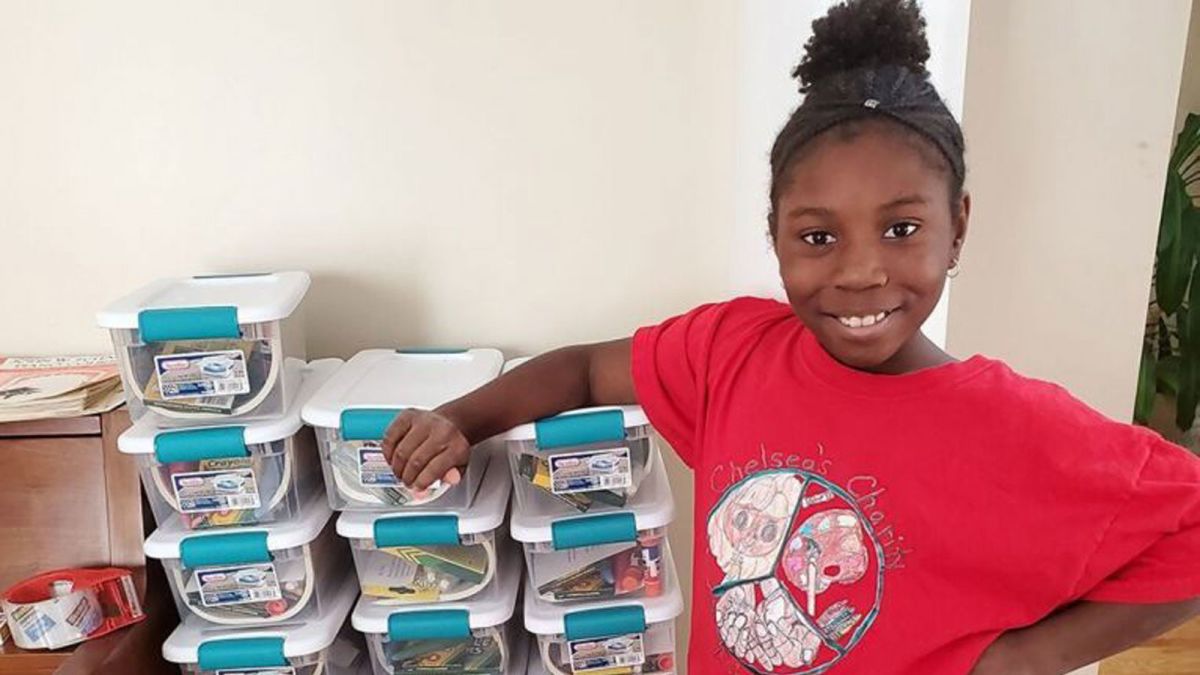 A 10-year-old girl has sent more than 1,500 art kits to kids in