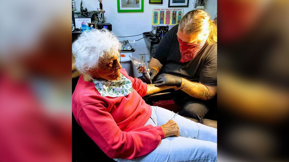 103 year old lady gets tattoo