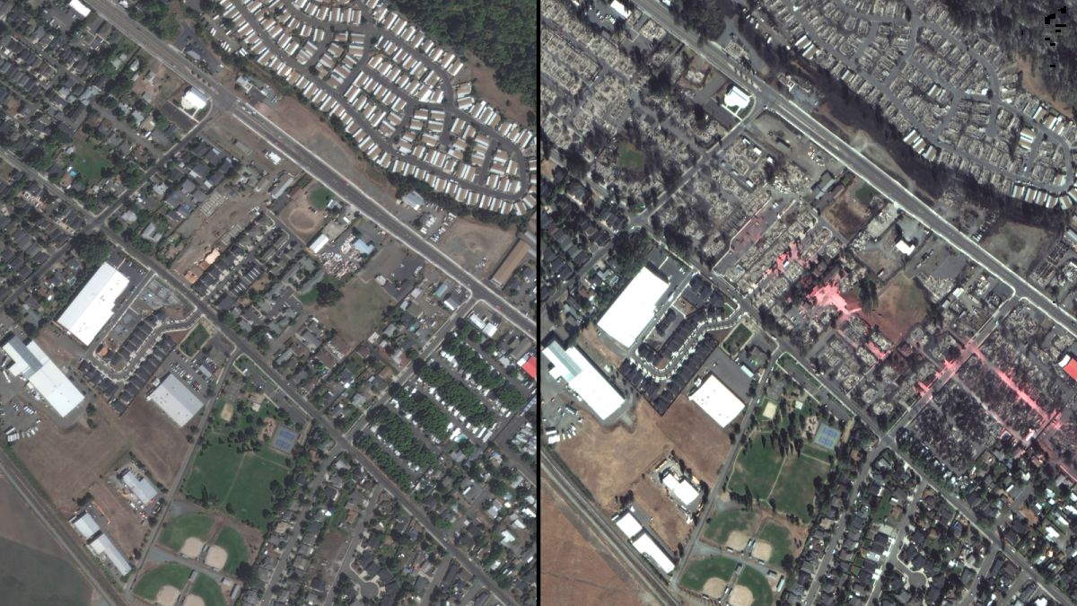 Oregon fires: Satellite images show Phoenix and Talent have been nearly  wiped out by wildfire | CNN