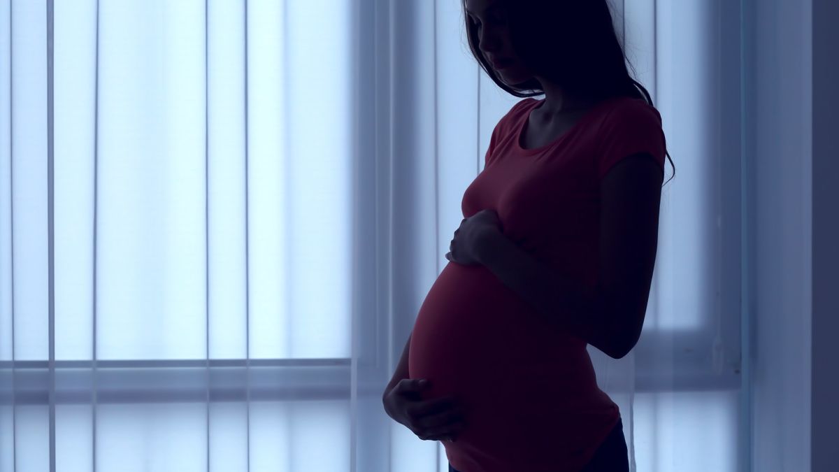 Pregnant Woman Wearing Purple Underwear Depressed Stock Photo - Image of  sadness, worried: 146626632