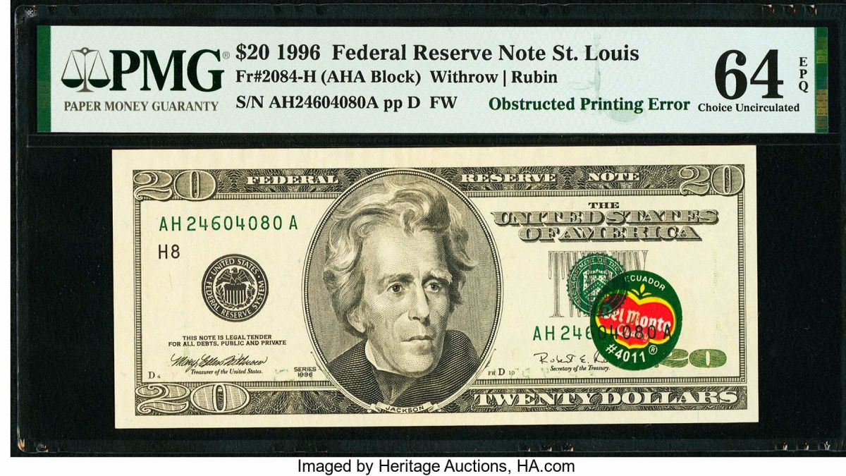 Del Monte note: $20 banknote has currency collectors going bananas