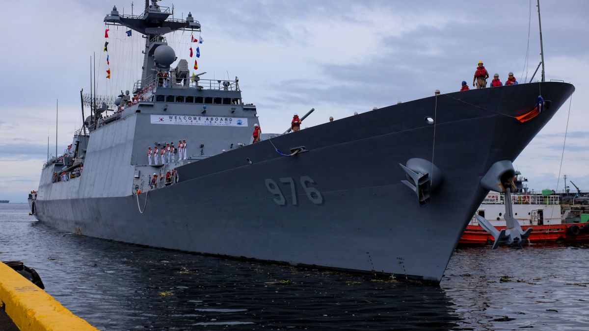 South Korean navy ships are decorated to celebrate the 4th…