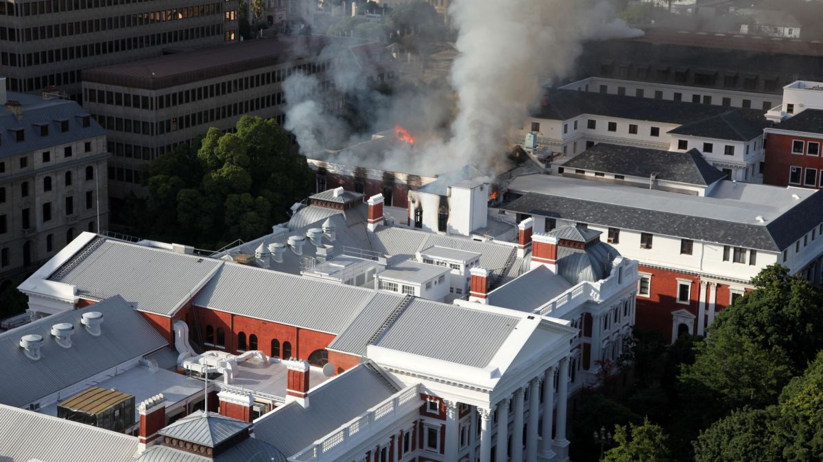 South Africa parliament fire: Roof collapses, entire floors gutted - CNN