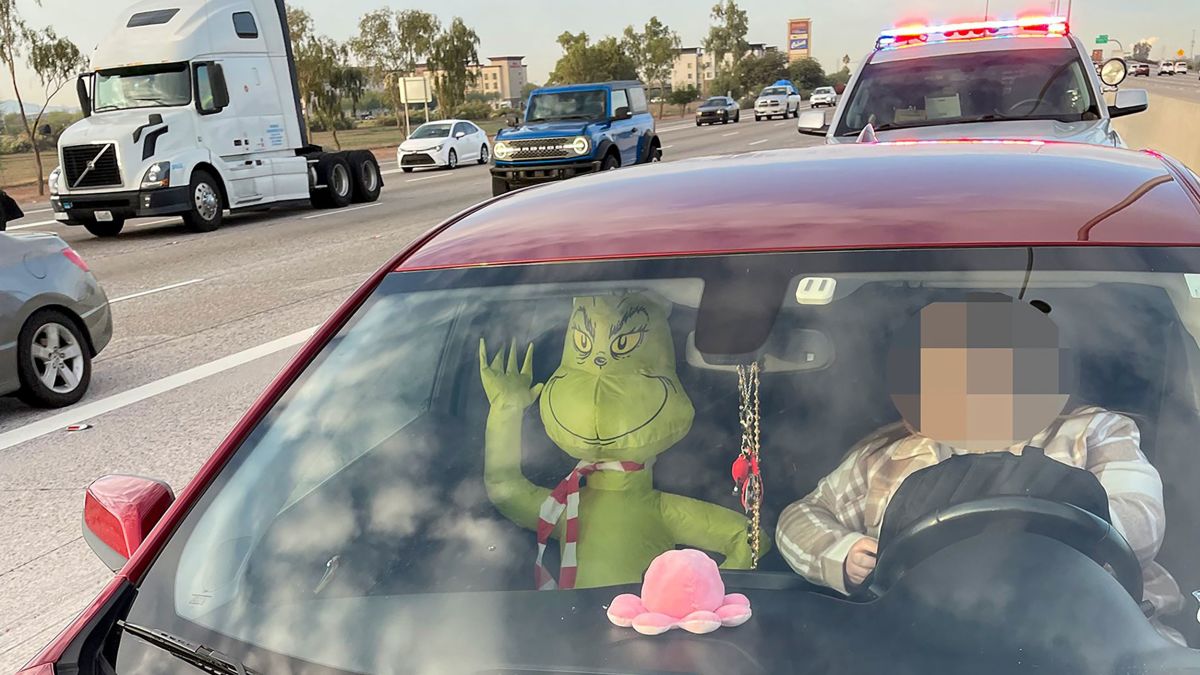 Arizona man ticketed for driving in the HOV lane with an inflatable Grinch  in the passenger seat