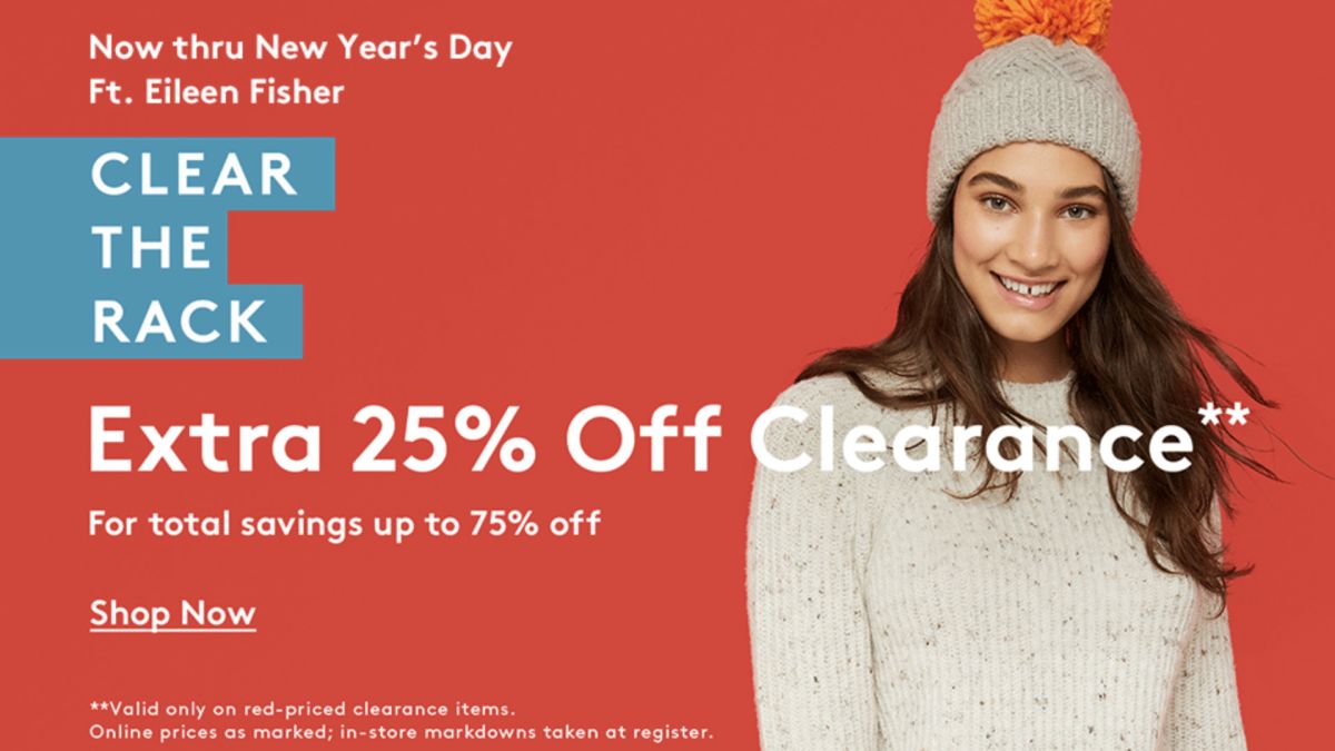 Clear the Rack Sale w/Extra 25 off Clearance thru 1/