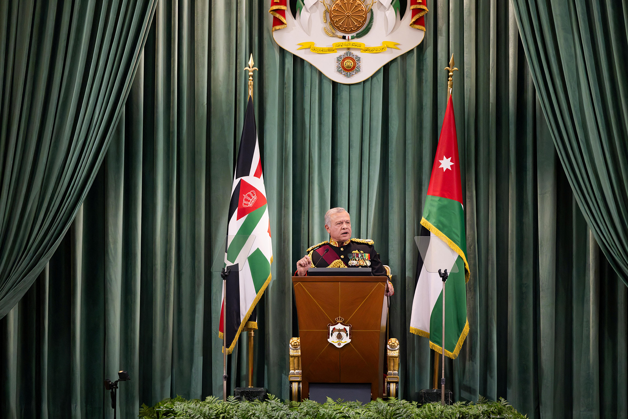 Jordan's King Abdullah II speaks at the opening of a new parliamentary session in Amman, Jordan, on October 11.