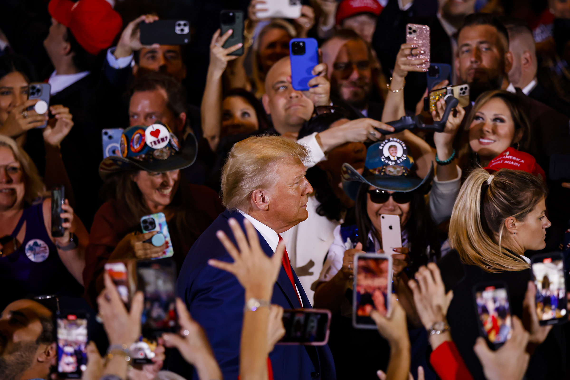 Former President Donald Trump arrives to deliver remarks at the Mar-a-Lago Club in Palm Beach, Florida, US, on Tuesday, April 4, 2023.