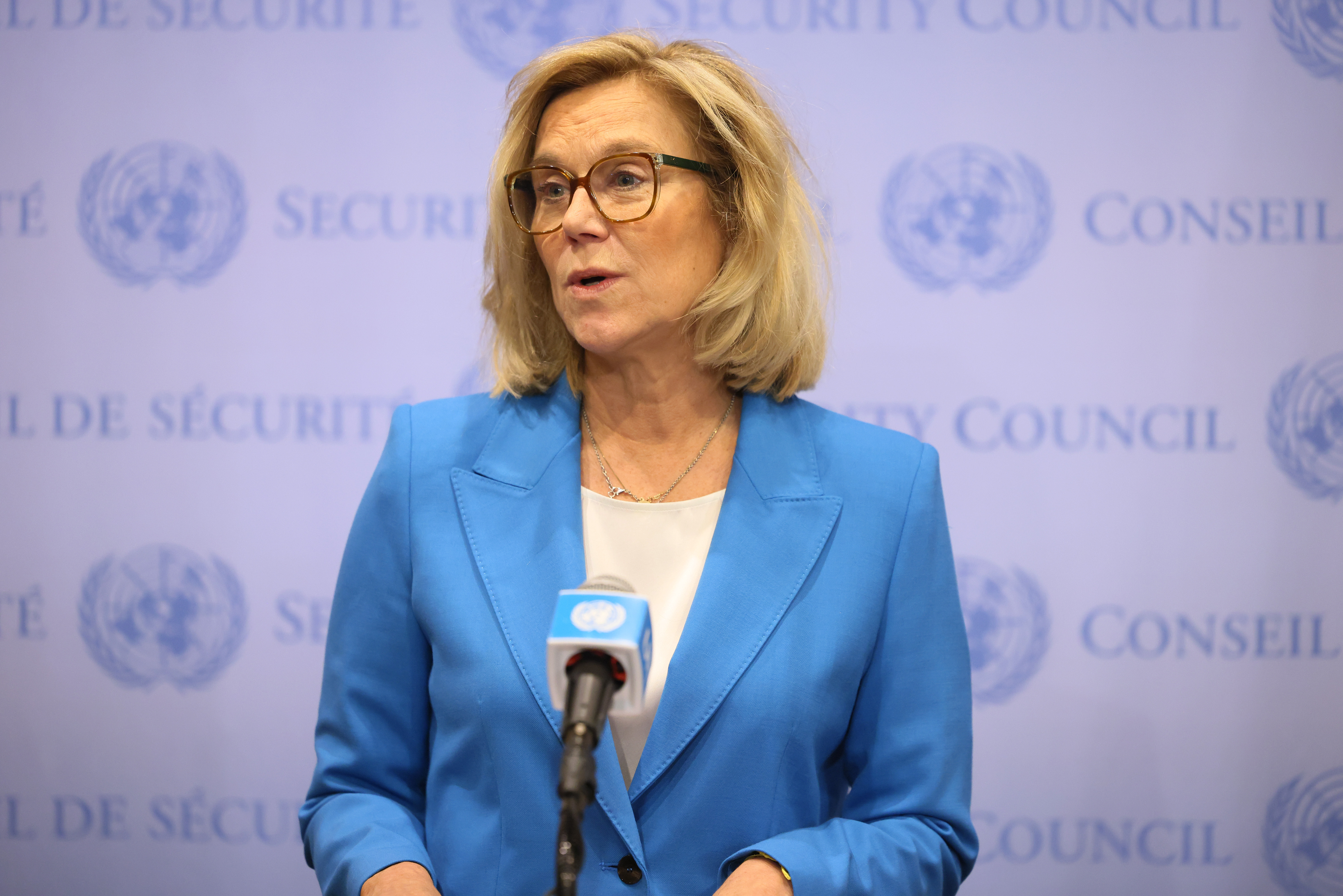 Dutch diplomat Sigrid Kaag speaks during a press conference at the United Nations in New York on January 30.