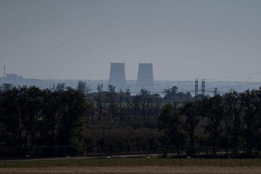 Zaporizhzhia nuclear power plant is seen from a distance in the Dnipropetrovsk region, Ukraine, Monday, October 17. 