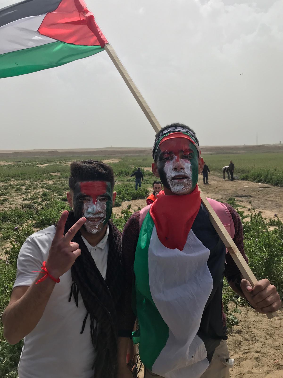 Demonstrators gather on the Israel-Gaza border Saturday.