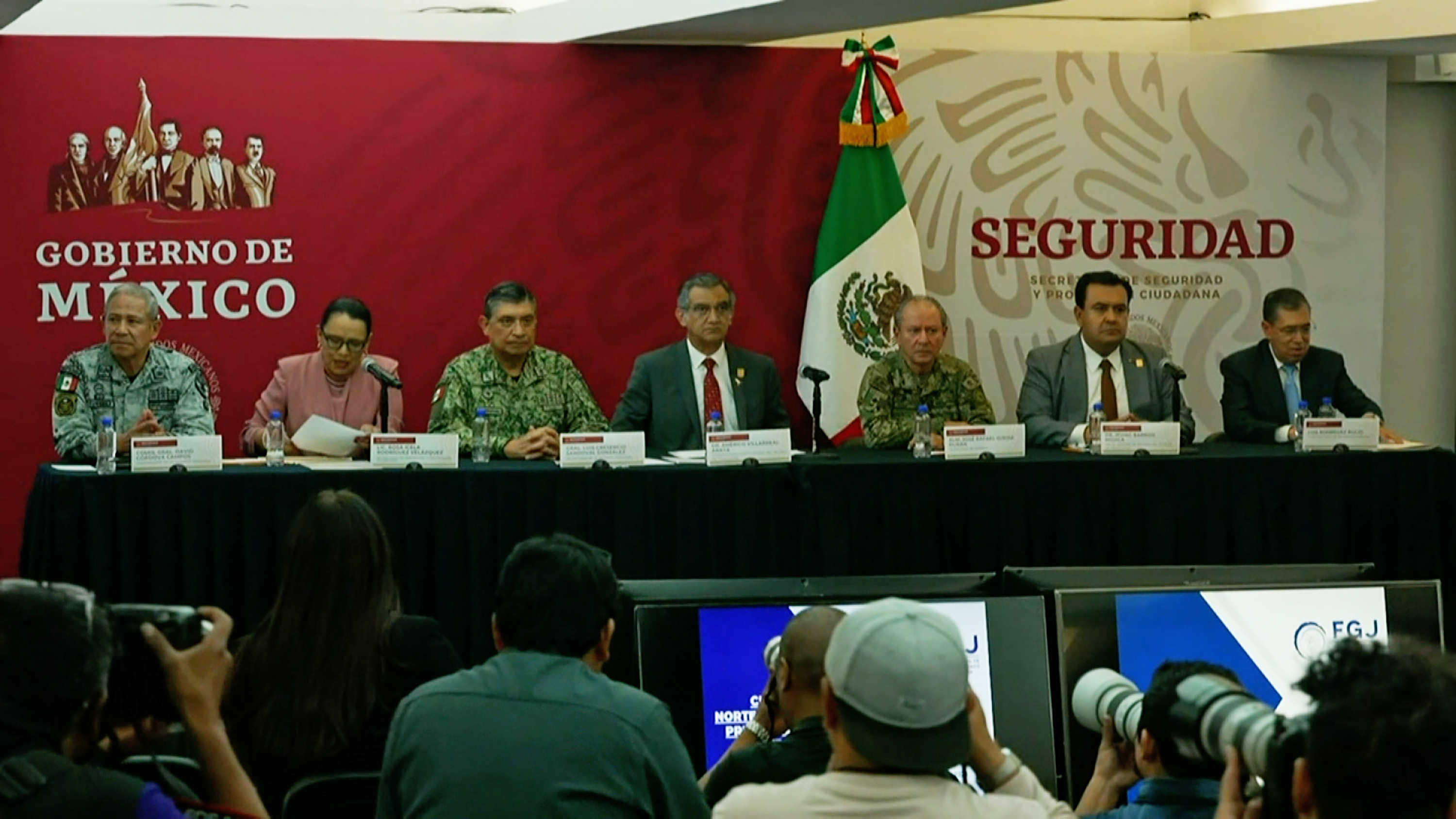 Mexican officials hold a press conference on March 7.