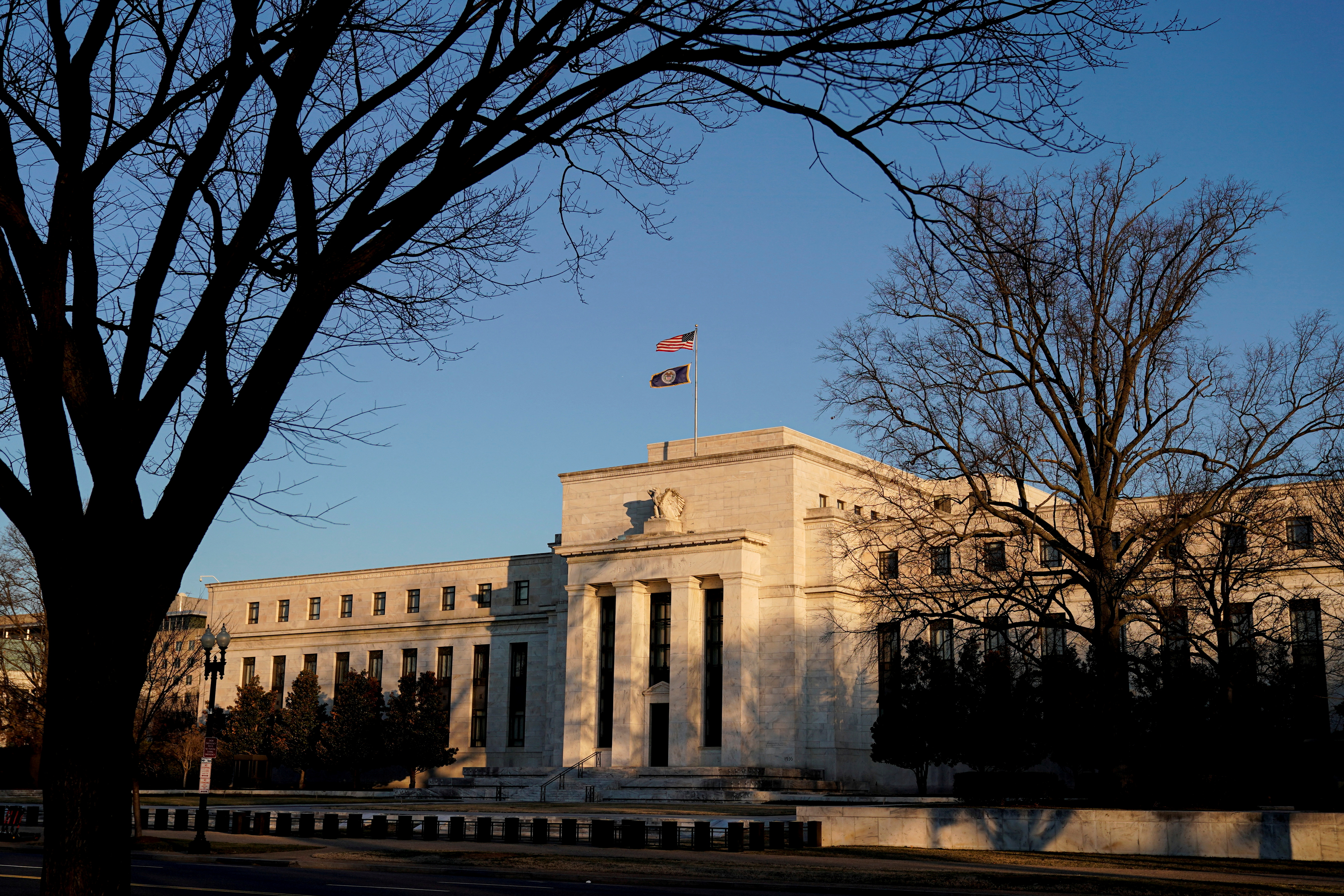 The Federal Reserve building in Washington, DC, is pictured on January 26, 2022.