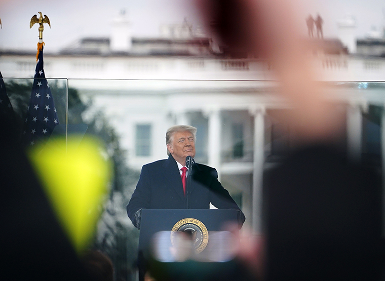 US President Donald Trump speaking to supporters near the White House on January 6, 2021, in Washington, DC. 