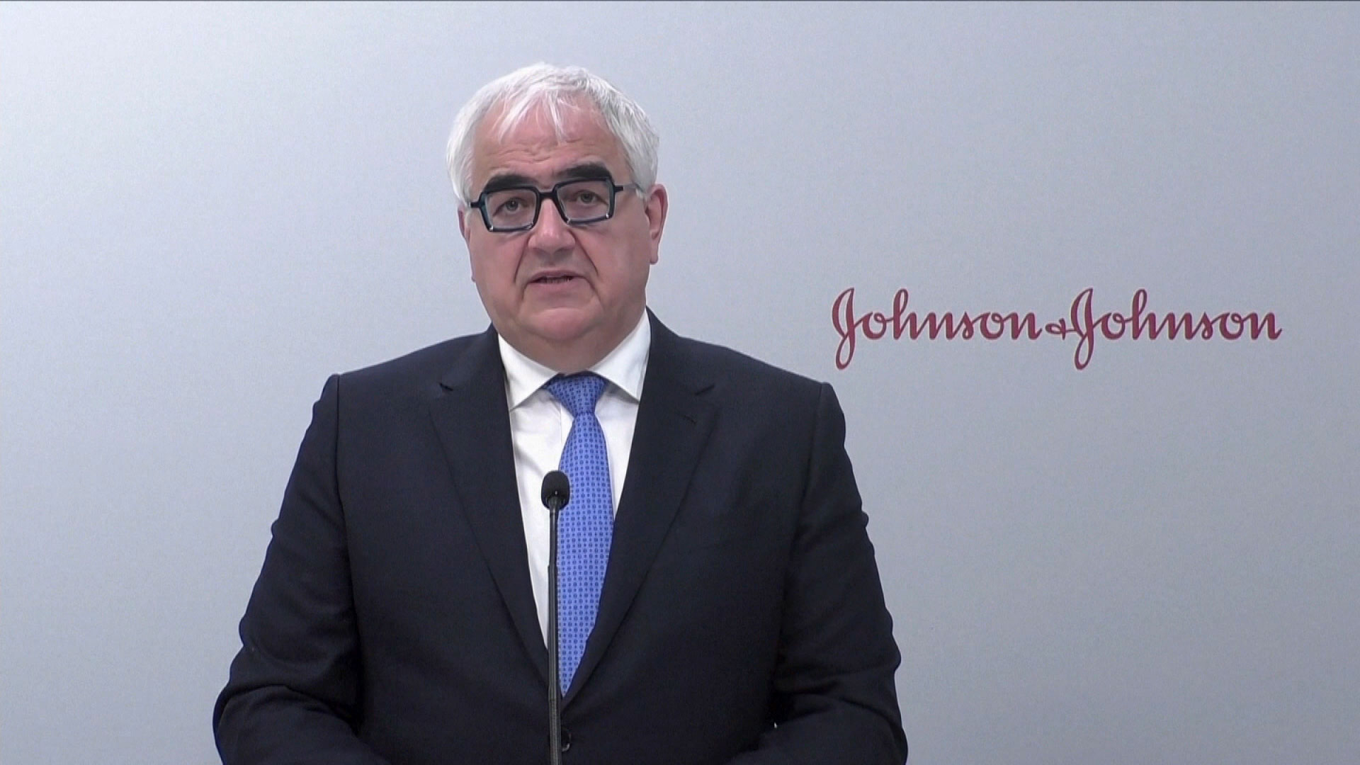 Dr. Paul Stoffels, chief medical officer of Johnson & Johnson, speaks at the G20 Health Summit on May 21.