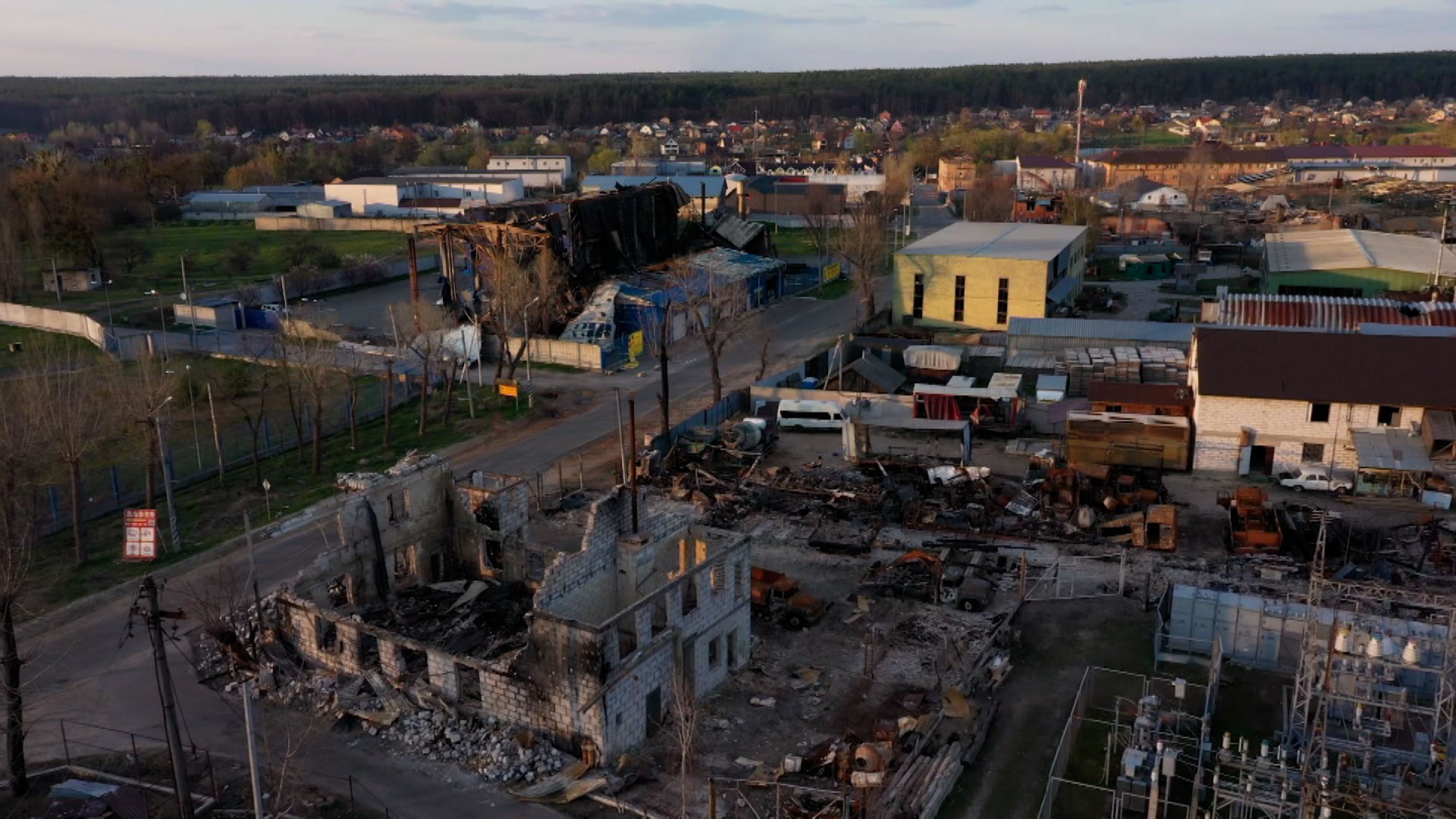 In Horenka, Ukraine, new CNN drone footage shows destruction outside Kyiv, on Sunday, April 24.