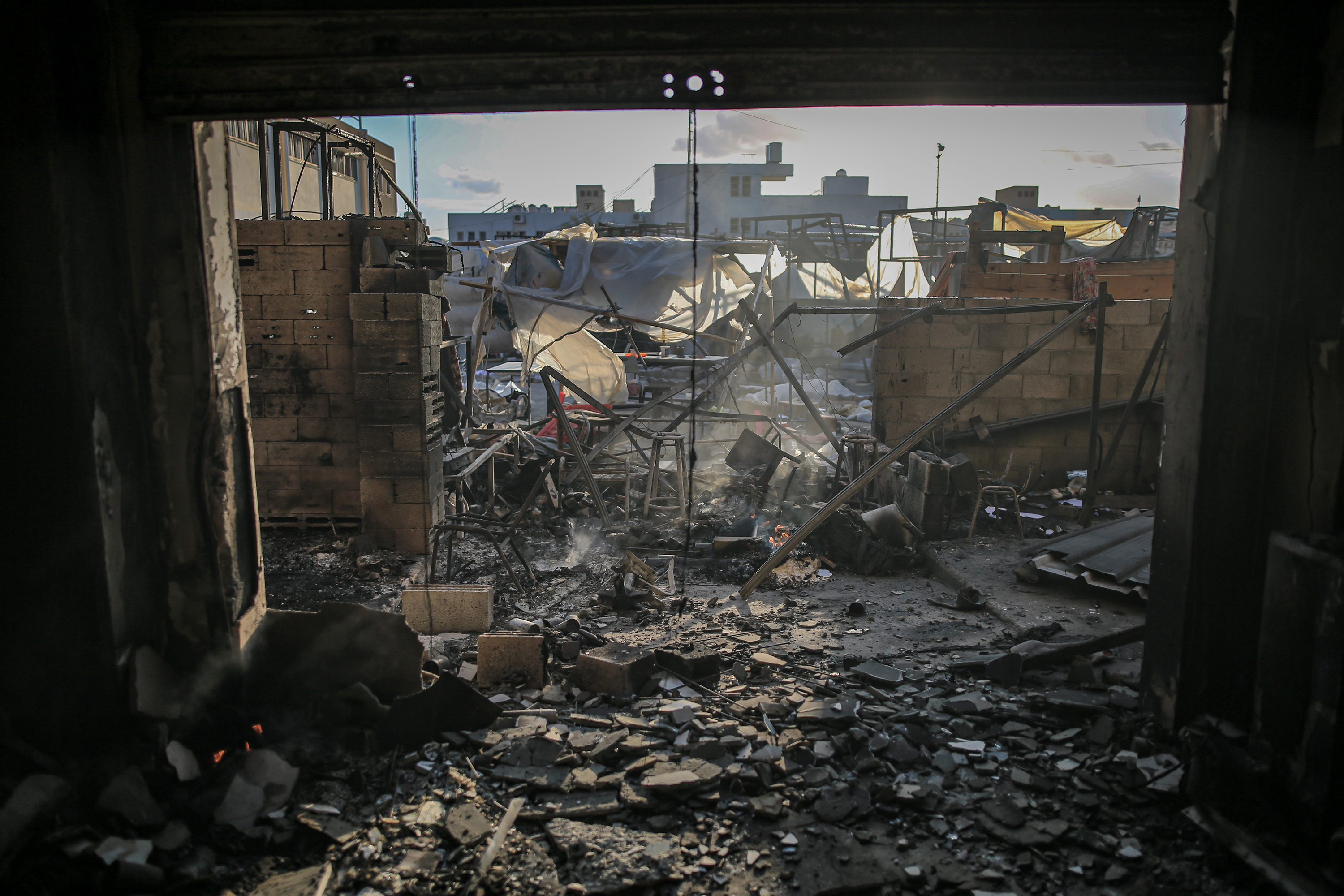 A view of the damaged UN Relief and Works Agency for Palestine Refugees (UNRWA) headquarters building after Israeli tanks fire in Khan Younis, Gaza on January 26.