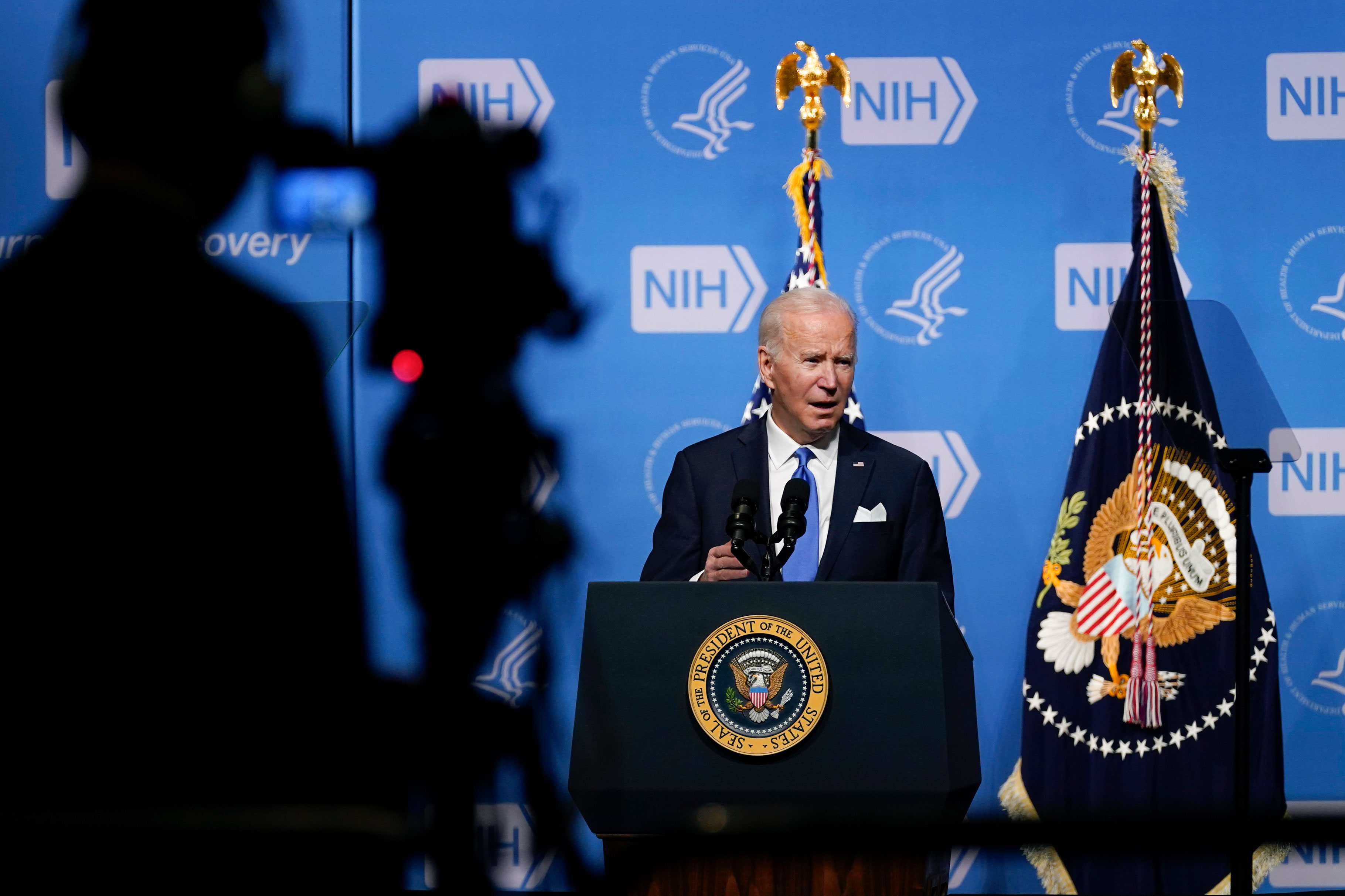 President Joe Biden speaks about the COVID-19 variant called omicron during a visit to the National Institutes of Health, Thursday, December 2, 2021