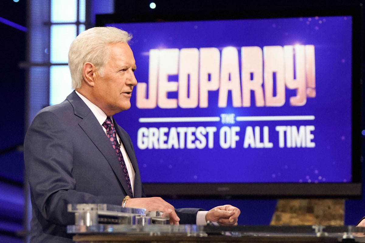 Alex Trebek on the set of ABC's Jeopardy! The Greatest of All Time.