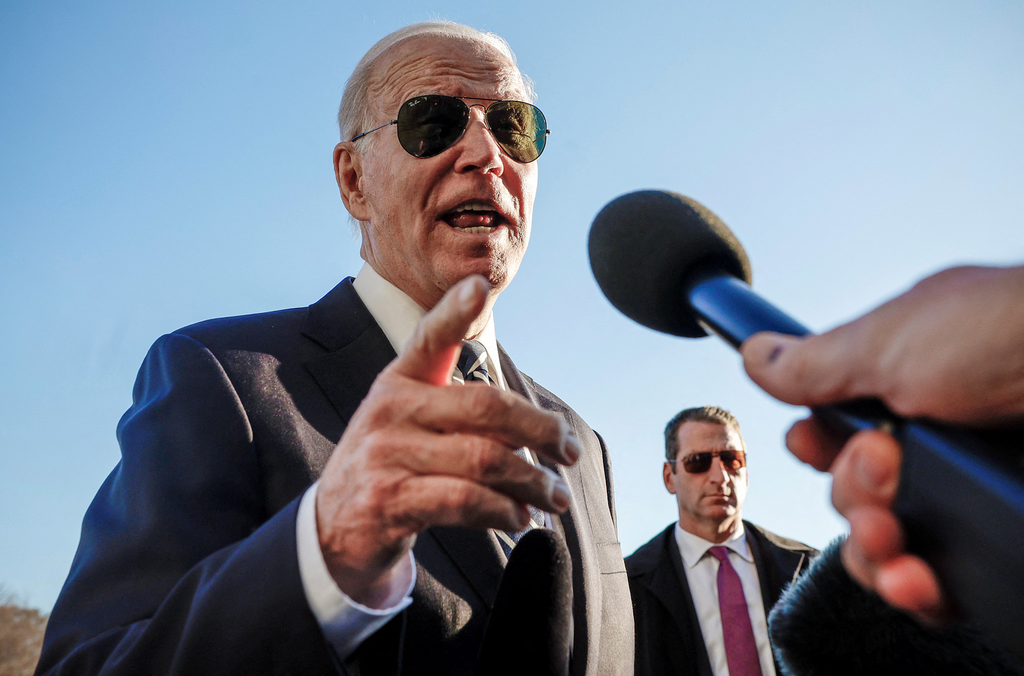U.S. President Joe Biden speaks to the media after his arrival to the White House in Washington, U.S., on January 30.