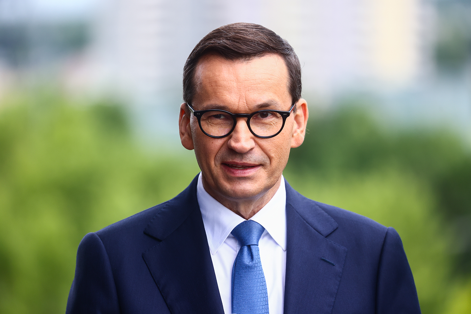 Mateusz Morawiecki attends a press conference in Katowice, Poland on July 20.
