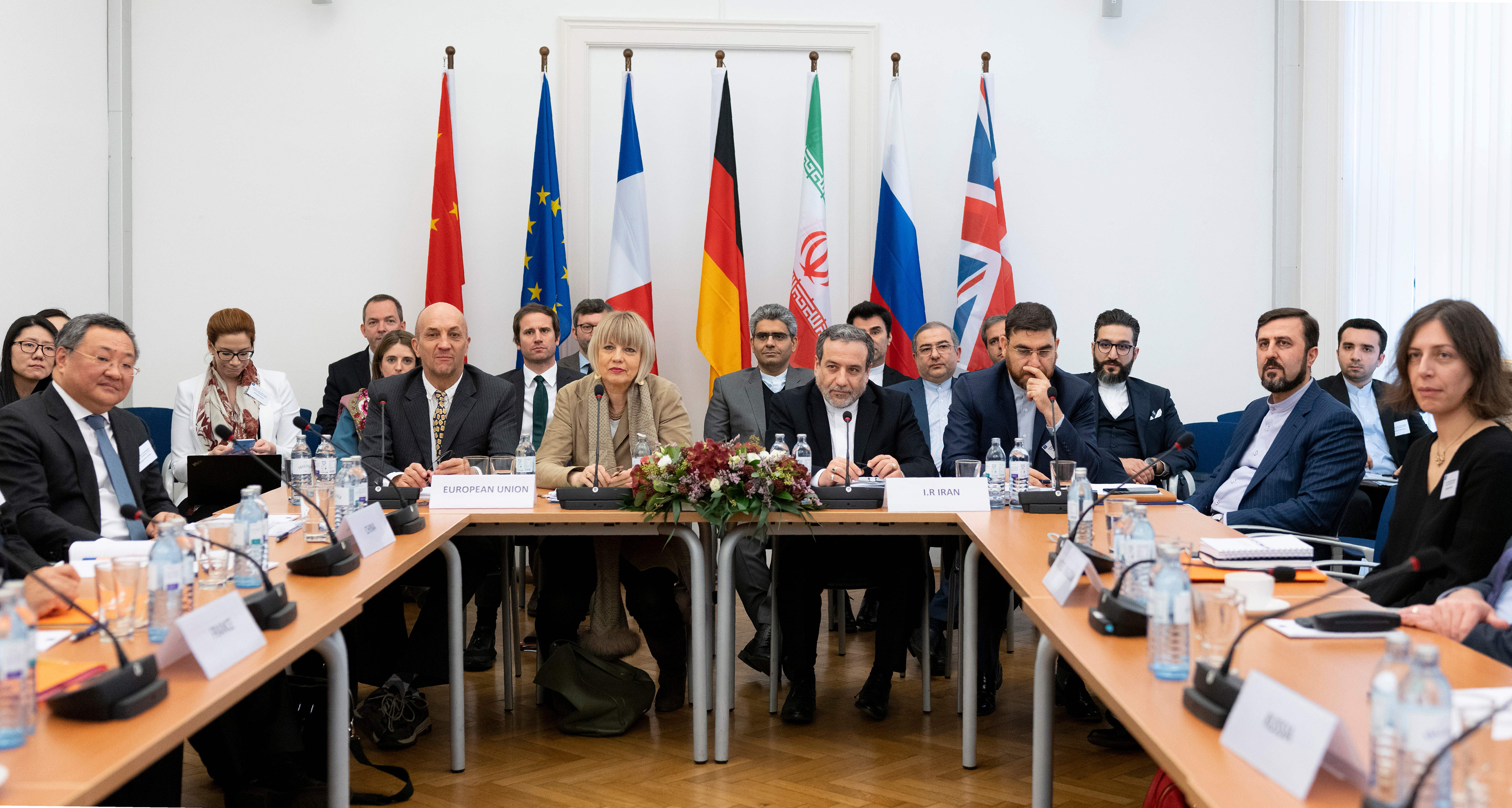 Leaders attend a meeting of the Joint Commission on Iran's nuclear program (JCPOA) at EU Delegation to the International Organizations office in Vienna, Austria, on December 6, 2019.