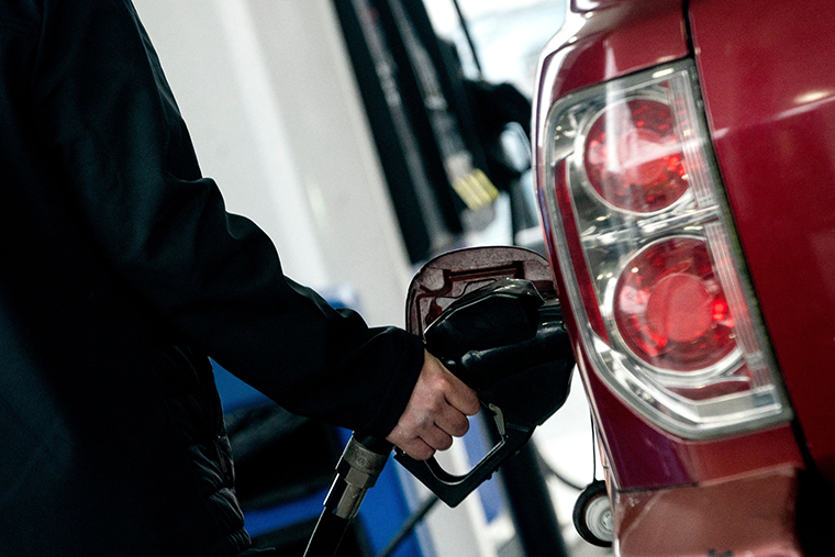 A person pumps gas in Washington, DC, on February 23.