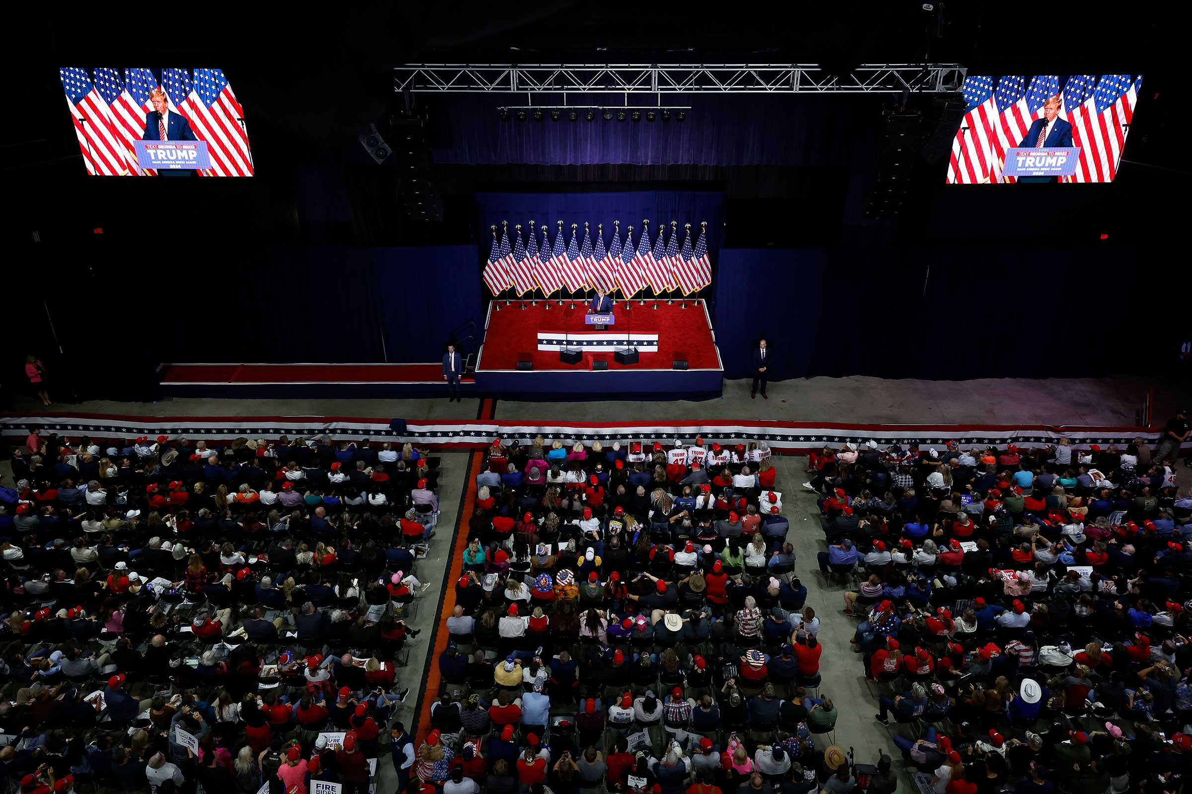 Republican presidential candidate former President Donald Trump addresses a campaign rally at the Forum River Center March 9 in Rome, Georgia. 