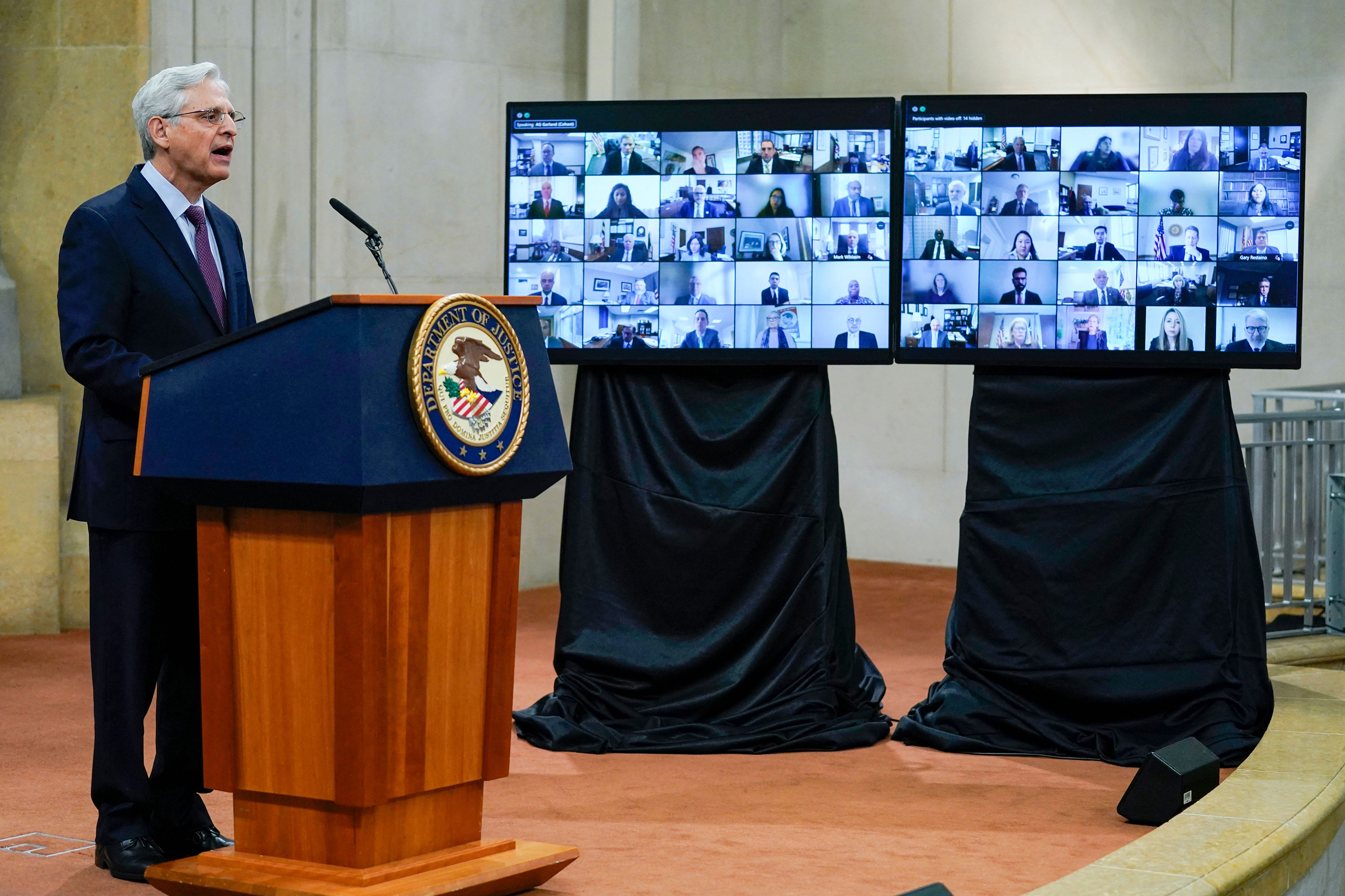 Attorney General Merrick Garland speaks to the press on January 5, at the Capitol, in Washington, DC. 