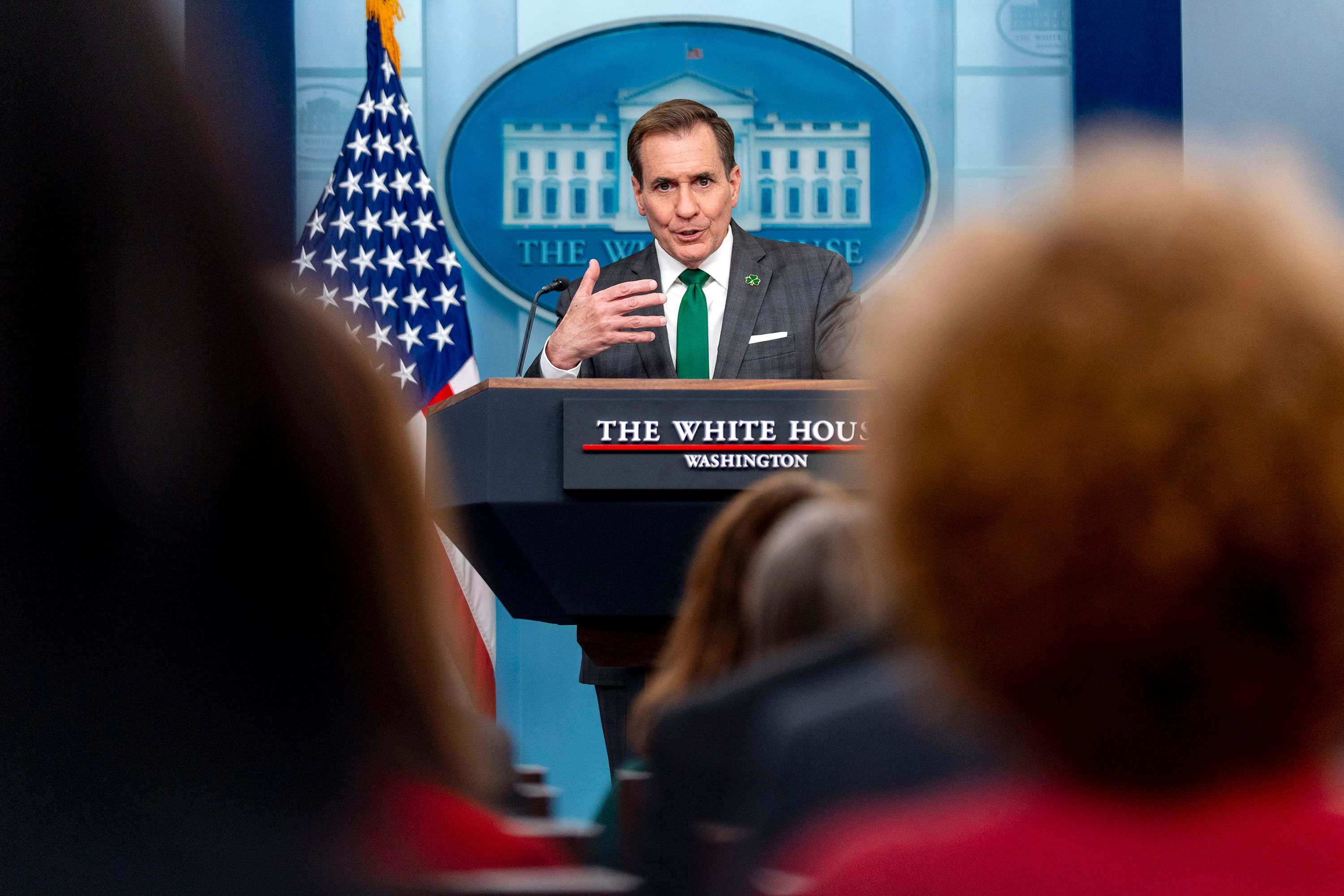 National Security Council spokesperson John Kirby speaks during a press briefing at the White House on March 15. 