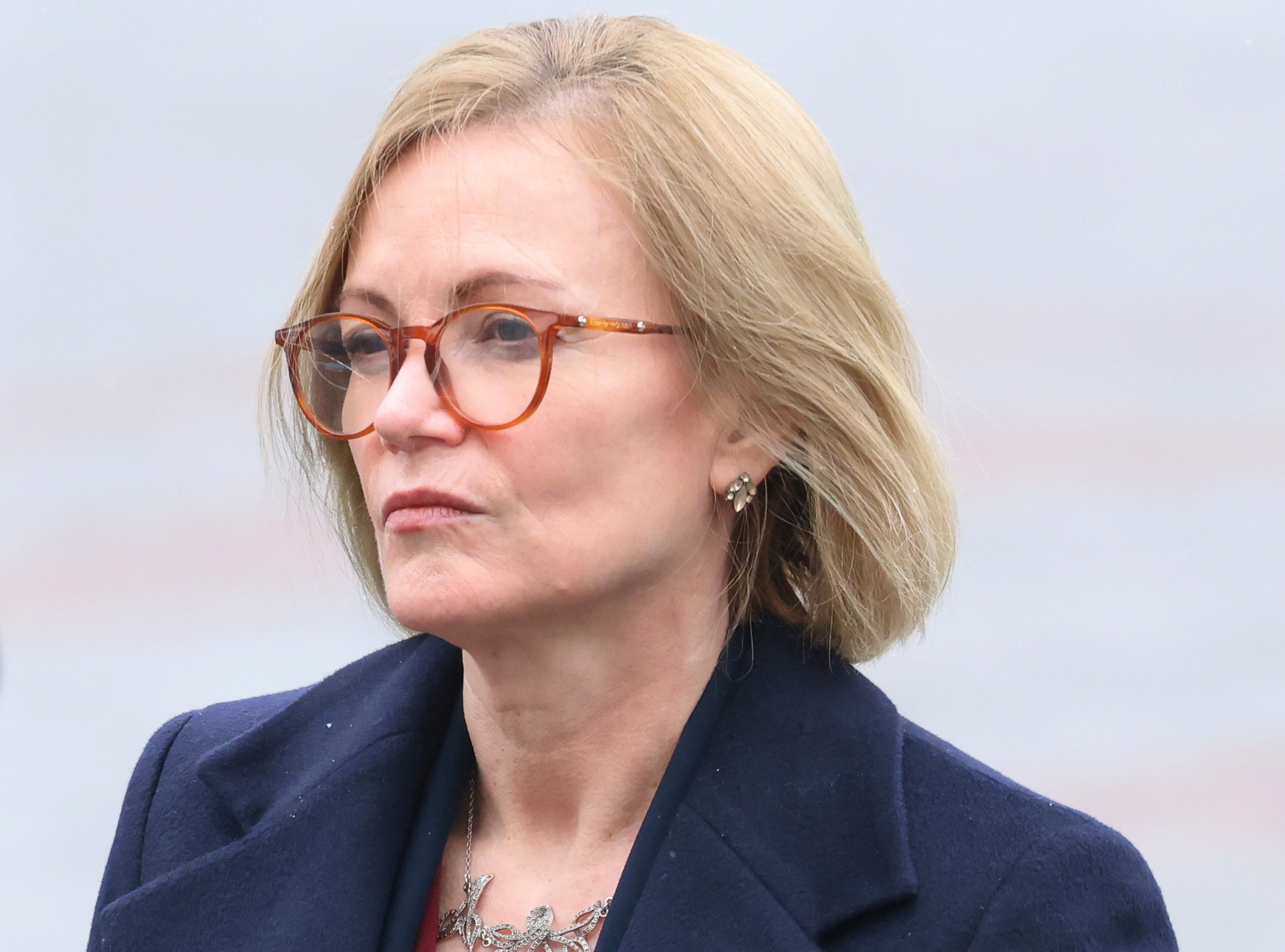 Deborah Bronnert, British Ambassador to Moscow, takes part in a wreath-laying ceremony at the Tomb of the Unknown Soldier by the Kremlin Wall in Moscow, Russia on February 10.