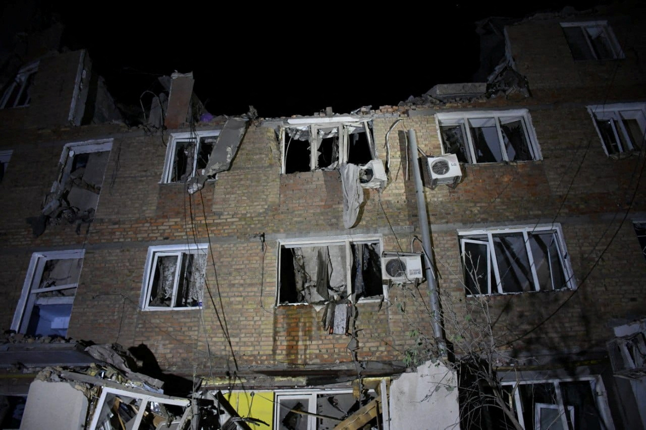 An apartment building damaged by a Russian military strike, in Mykolaiv, Ukraine, on October 13.